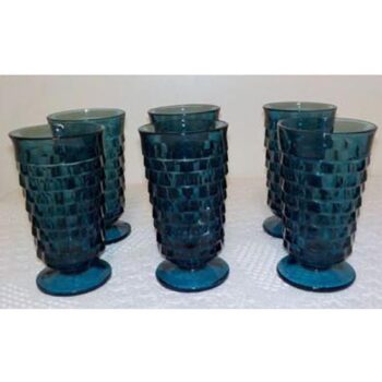 footed vase blue glass clear vessel rental