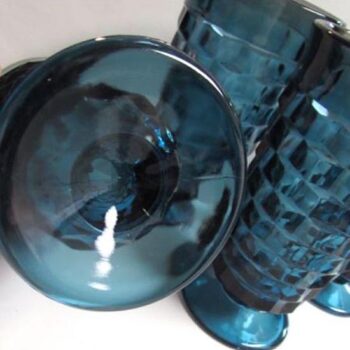 footed vase blue glass clear vessel rental