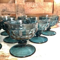 footed bowl blue glass clear vessel rental