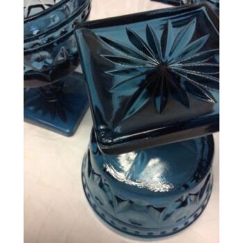 footed vase blue glass clear vessel rental