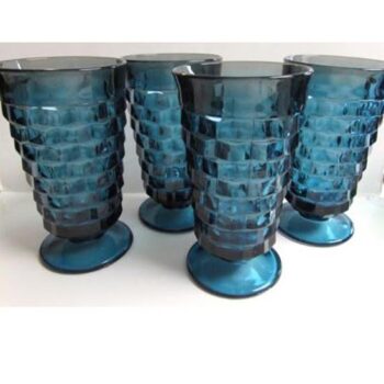 footed vase blue glass clear vessel rental