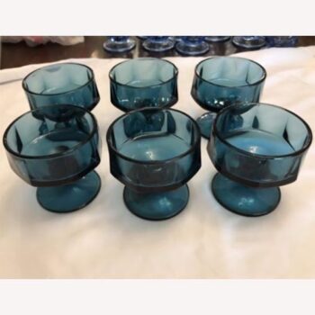 footed vase blue glass clear vessel rental