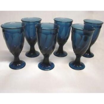 footed vase blue glass clear vessel rental