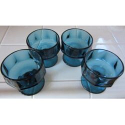 footed vase blue glass clear vessel rental