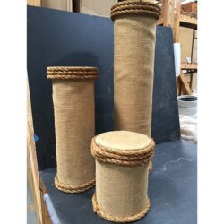 dock piling wood twine rope pedestal riser decor rental