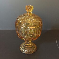 Amber Glass Candy Dish Vintage depression glass vessel rental