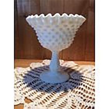 footed bowl hobnail ruffled scalloped glass vessel rental