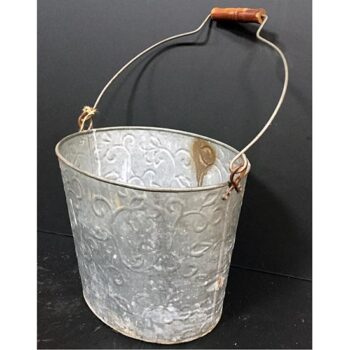 embossed bucket metal aluminum bucket rustic vessel flowers rental