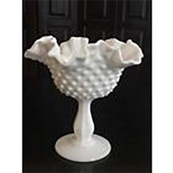 footed bowl hobnail dimpled ruffled glass vessel rental