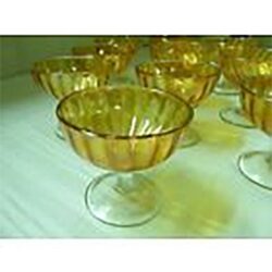 footed bowl orange amber marigold ridges clear vintage carnival glass vessel rental