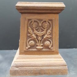 pedestal roman urn light brown tan iron riser decor rental