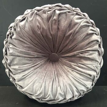 throw silver flower ruffled button pillow decor rental