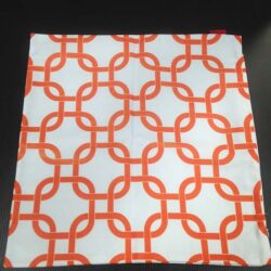 throw orange white squares design pillow decor rental