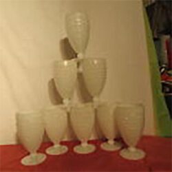 footed collins hobnail white matte glass vessel rental