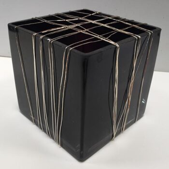 cube vase ebony string glass vessel rental