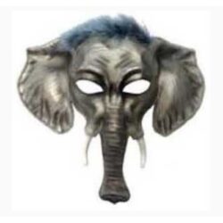 elephant mask grey face Mardi Gras theme decor rental