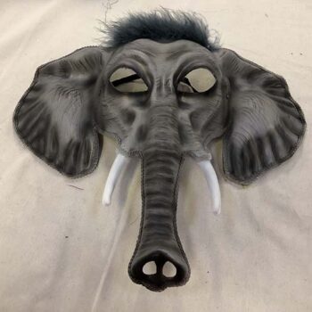 elephant mask grey face Mardi Gras theme decor rental