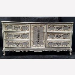 provincial dresser white wood ornate weathered vintage buffet casegoods rental