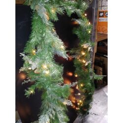 Pine garland with Christmas lights