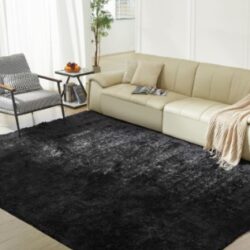 Black Fluffy Shag Rug
