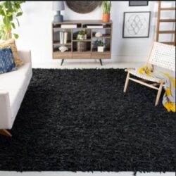 9x8 Black Leather Shag rug