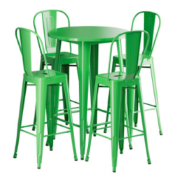 Vintage Round Metal High Boy Set Green